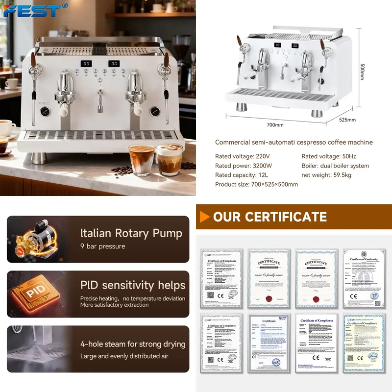 Commercial Espresso Machine 2 Group - 【CHIMU HOME】2 Gruplu Yarı Otomatik Ticari